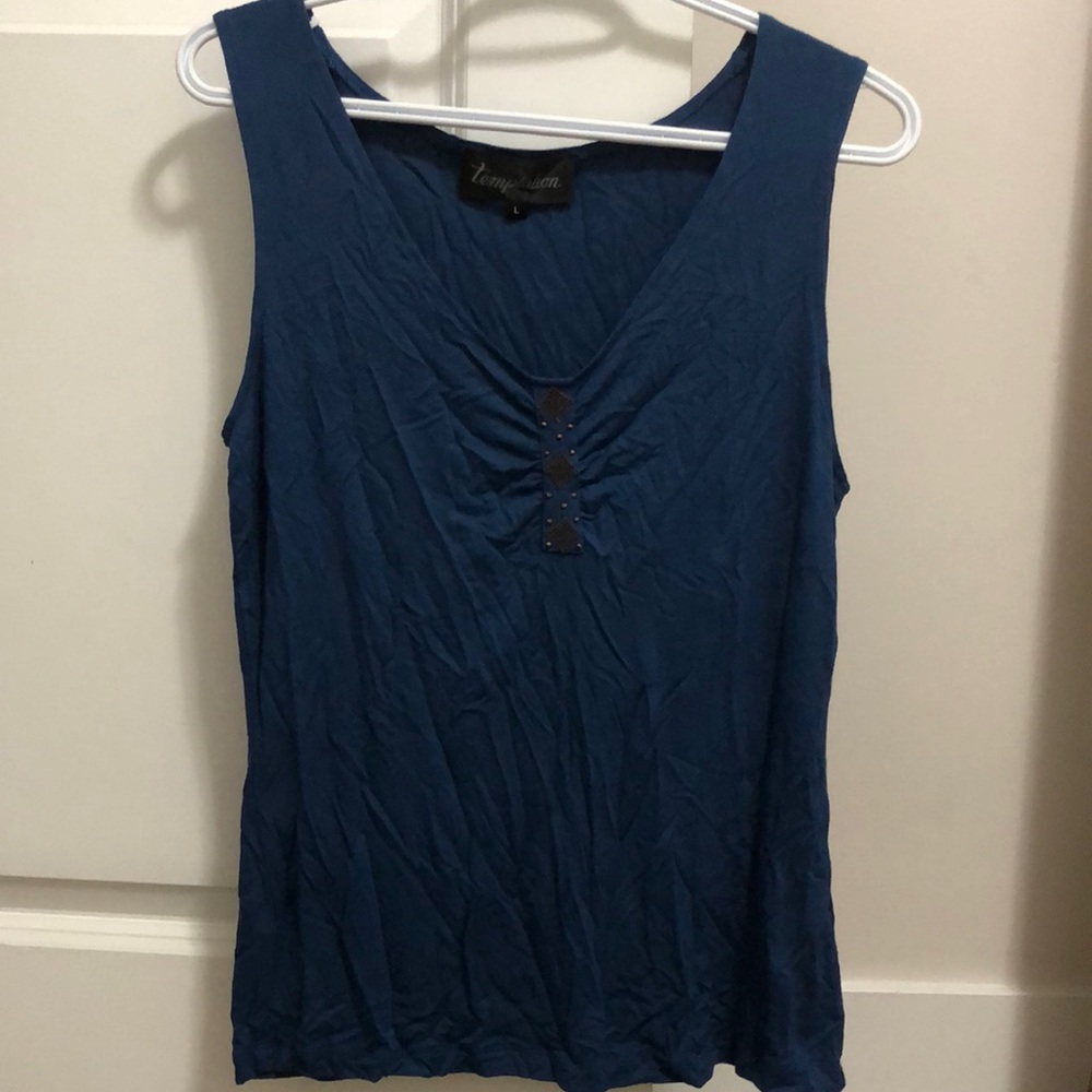 Temptation dark blue tank top size large